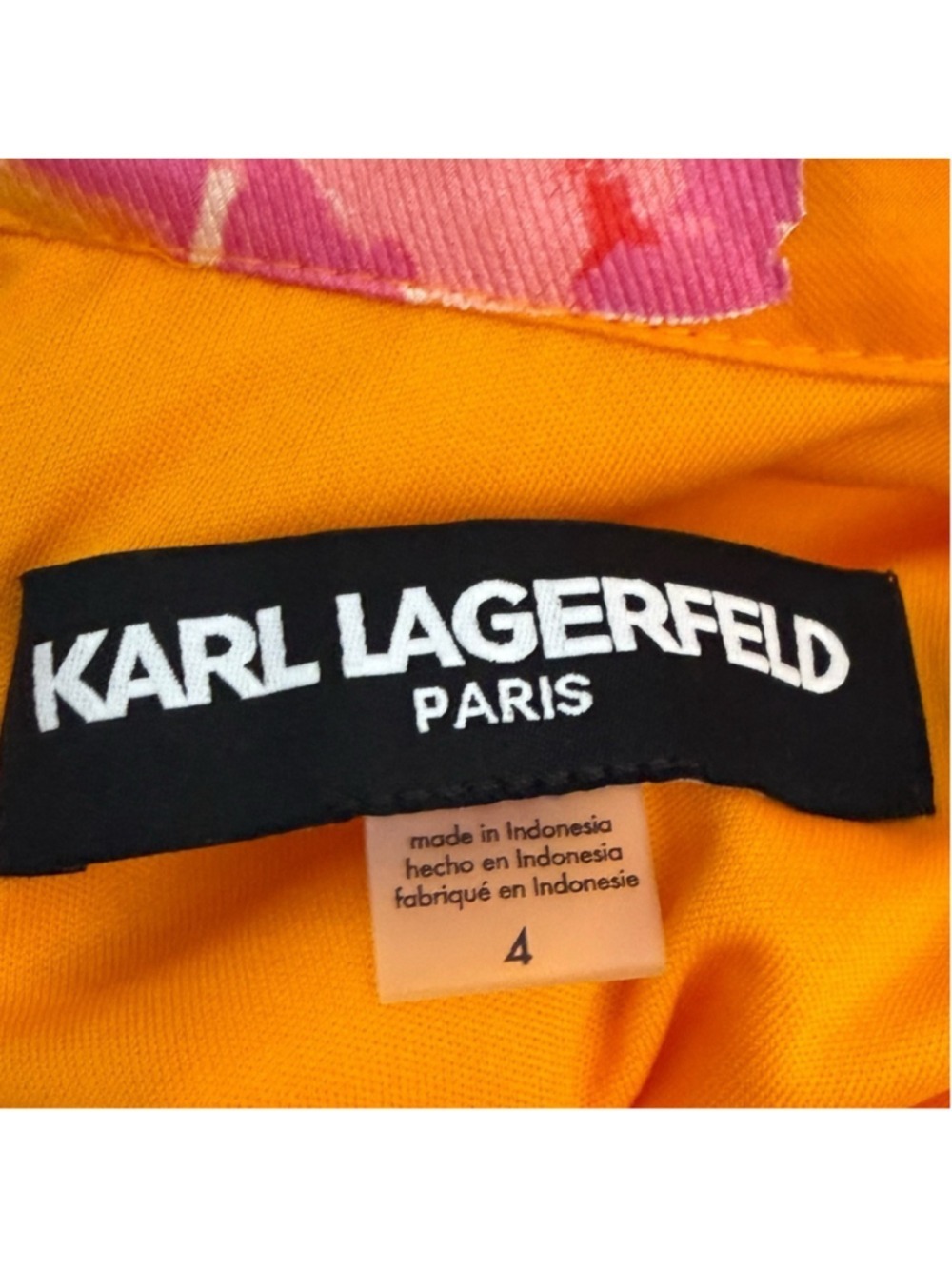 Karl Lagerfeld Paris Floral Midi Dress Orange Pink Yellow Size 4 NWT - Picture 6 of 8